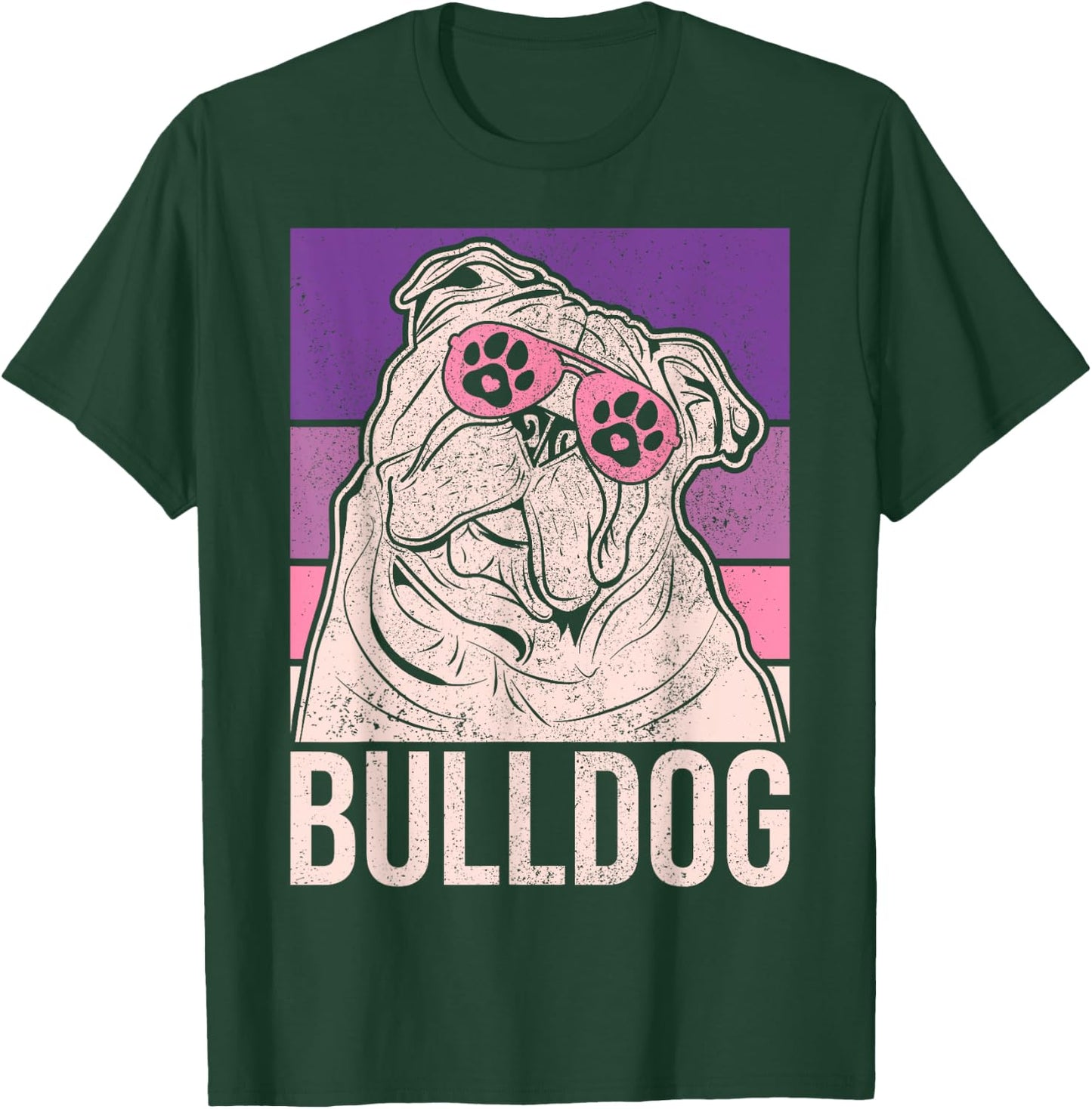 Dog Lover Owner Retro Animal Outfit Vintage English Bulldog Women Girls Kids T-Shirt - T-Shirt | Forest