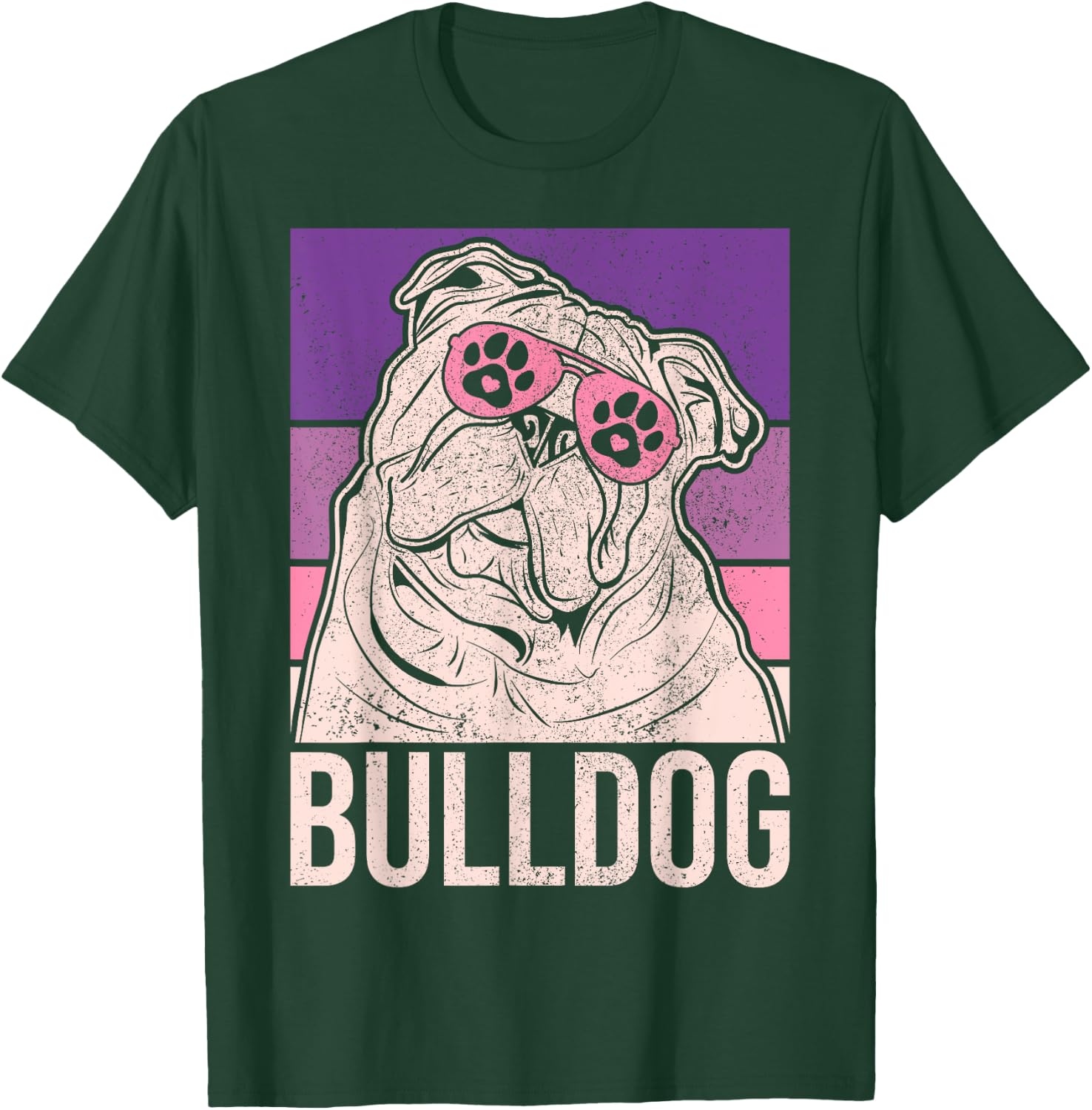 Dog Lover Owner Retro Animal Outfit Vintage English Bulldog Women Girls Kids T-Shirt - T-Shirt | Forest