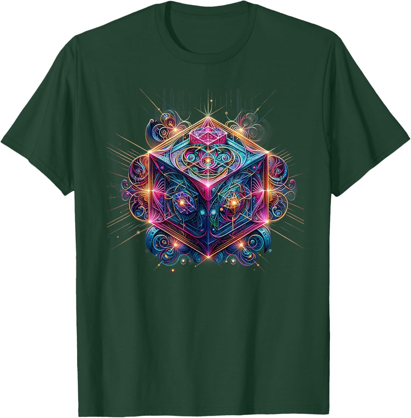 Sacred Geometry Flower of Life Metatron's Cube T-Shirt - T-Shirt | Forest
