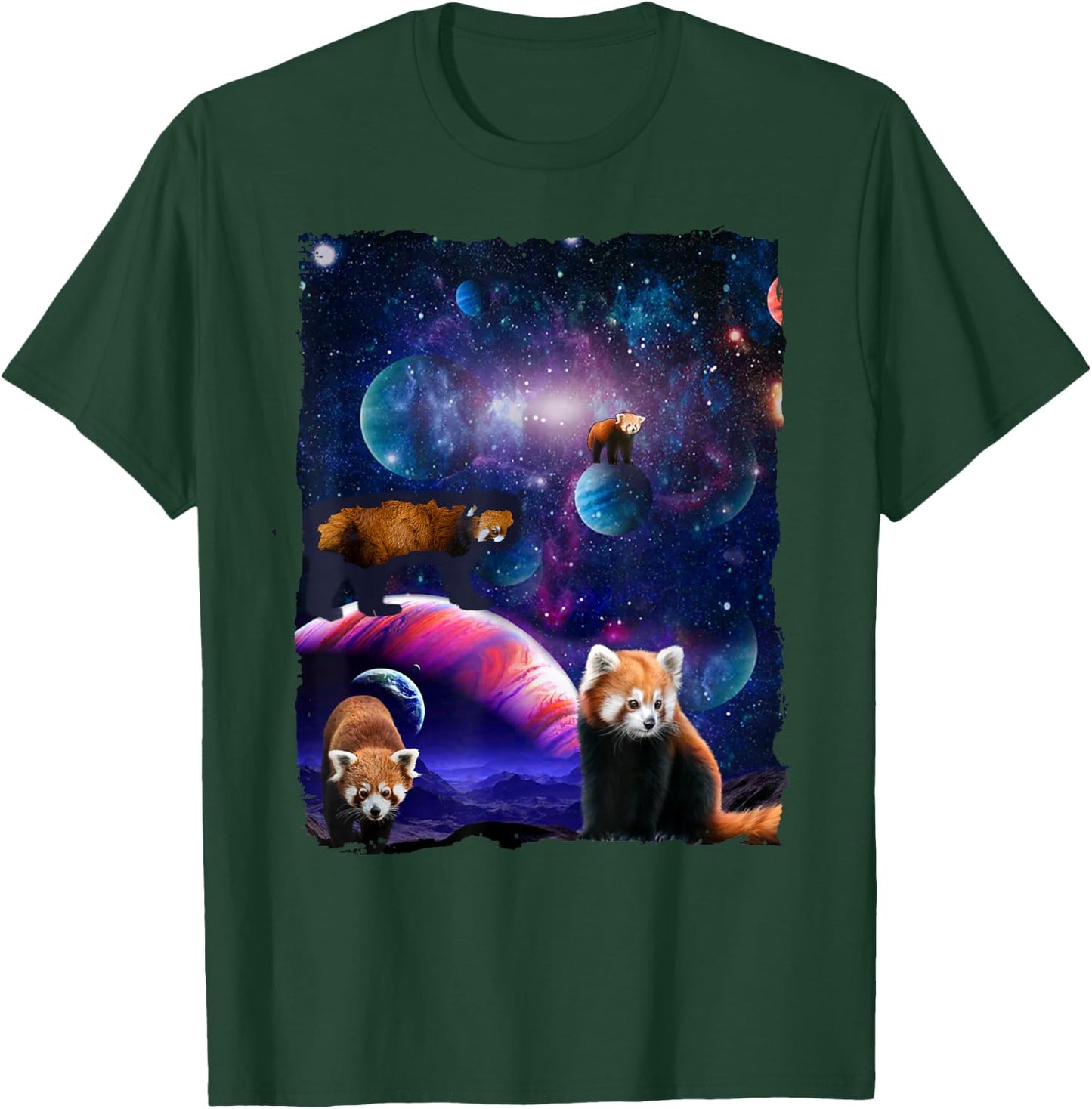 Red Pandas Wild Animal Universe Galaxy Stars lesser panda T-Shirt - T-Shirt | Forest