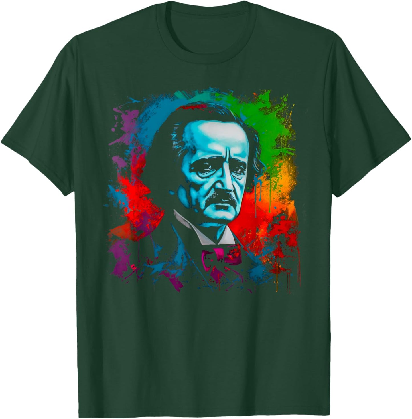 ExpressionWear Edgar Allan Poe Horror - -Adults, Black, Small, Short Sleeve, Classic Fit, Cotton, Polyester T-Shirt - T-Shirt | Forest