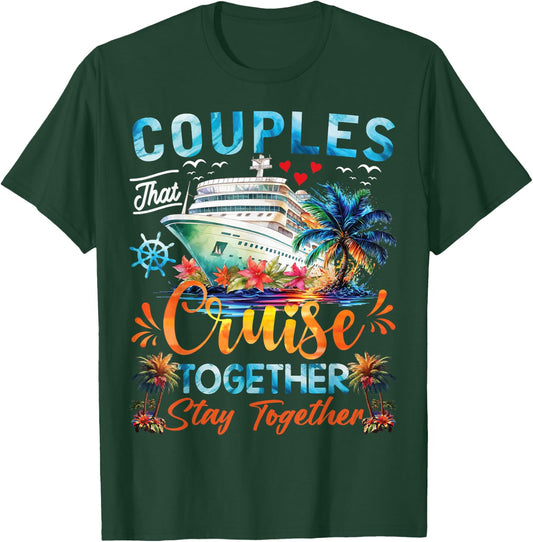 Husband Wife Partners Cruise Matching Dress Co. Couples That Cruise Together Stay Together Adults Black X-Small Classic Fit Short Sleeve T-Shirt - T-Shirt | Forest