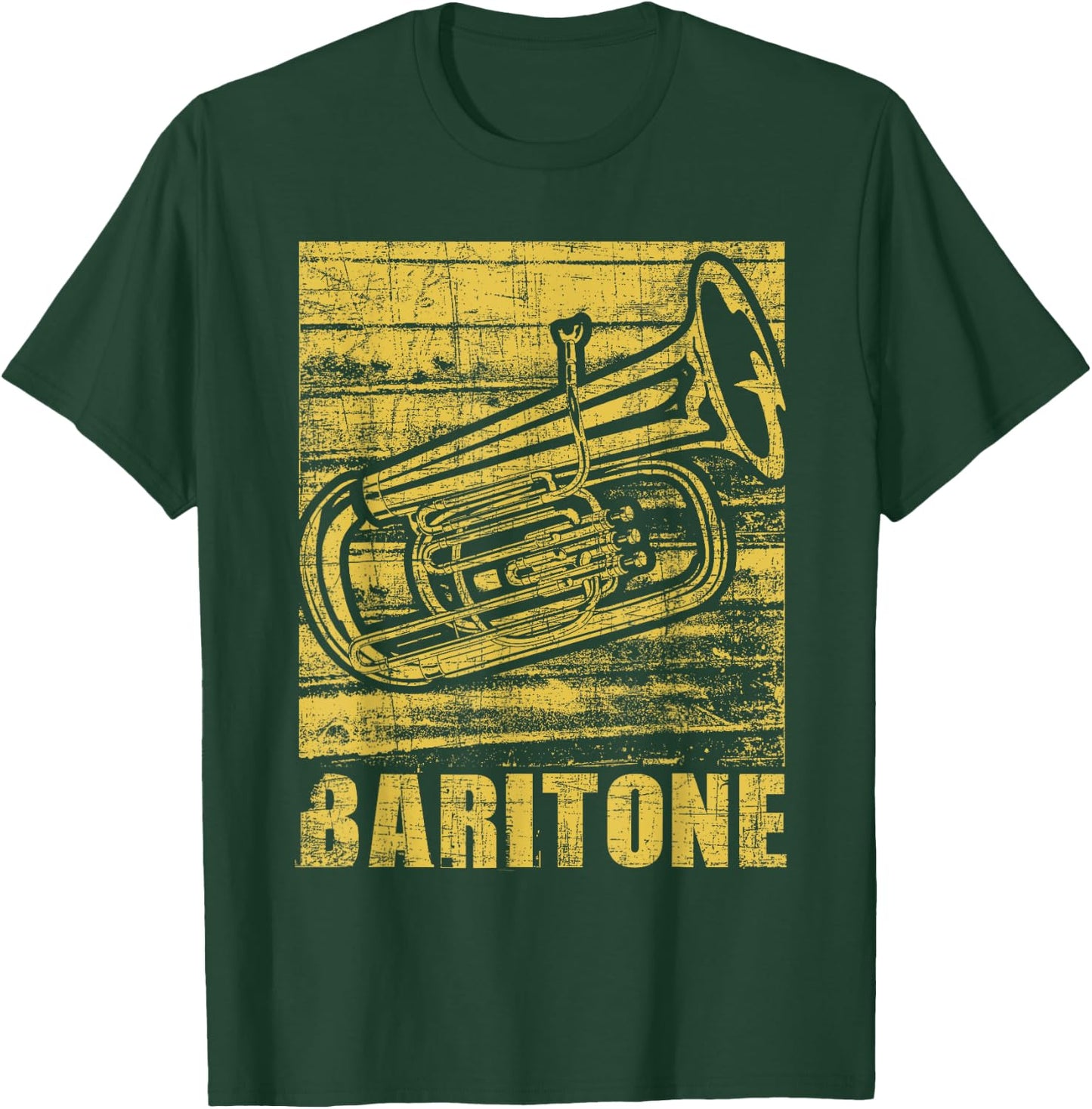 Baritone - Distressed Euphonium Lover Marching Bandmaster T-Shirt - T-Shirt | Forest