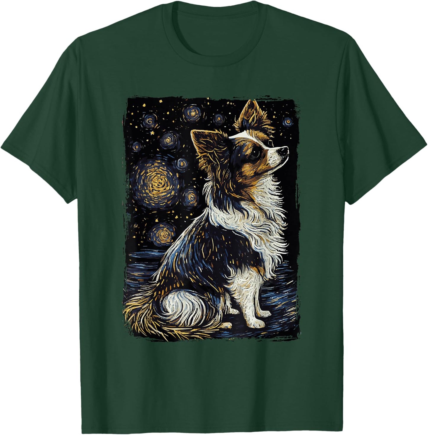 Papillon Starry Night Dog T-Shirt - T-Shirt | Forest