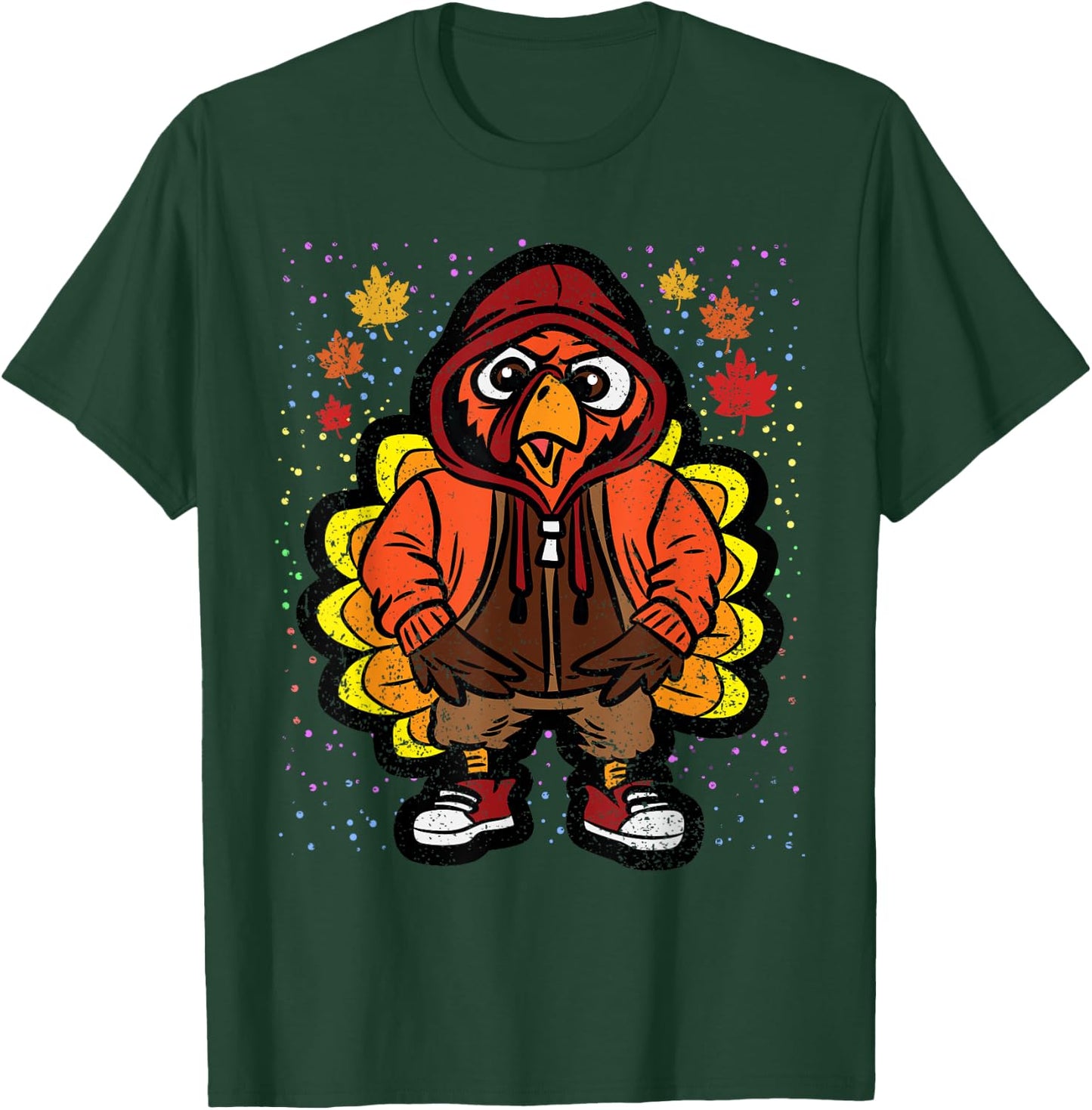 Turkey Gangster Thanksgiving Day Funny Bird Fall Autumn T-Shirt - T-Shirt | Forest