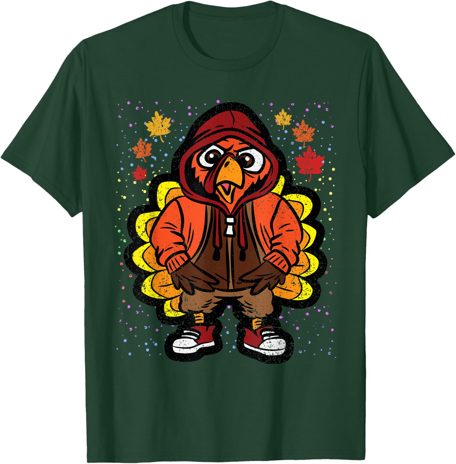 Turkey Gangster Thanksgiving Day Funny Bird Fall Autumn T-Shirt - T-Shirt | Forest