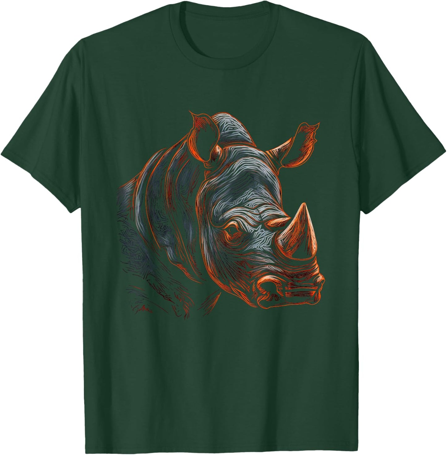 Rhino Artwork - Animal Rhino T-Shirt - T-Shirt | Forest