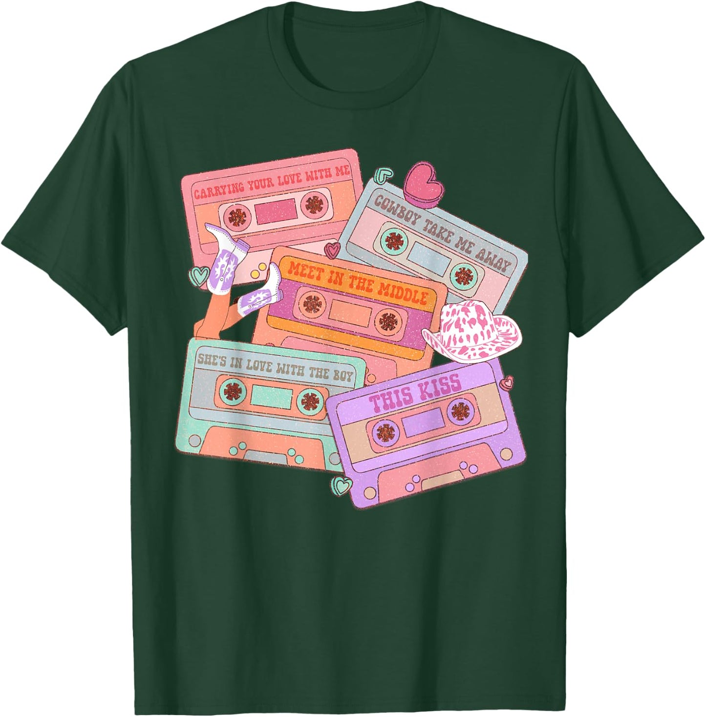 Western 90's Cassette Tape Country Music Cowgirl Cowboy T-Shirt - T-Shirt | Forest