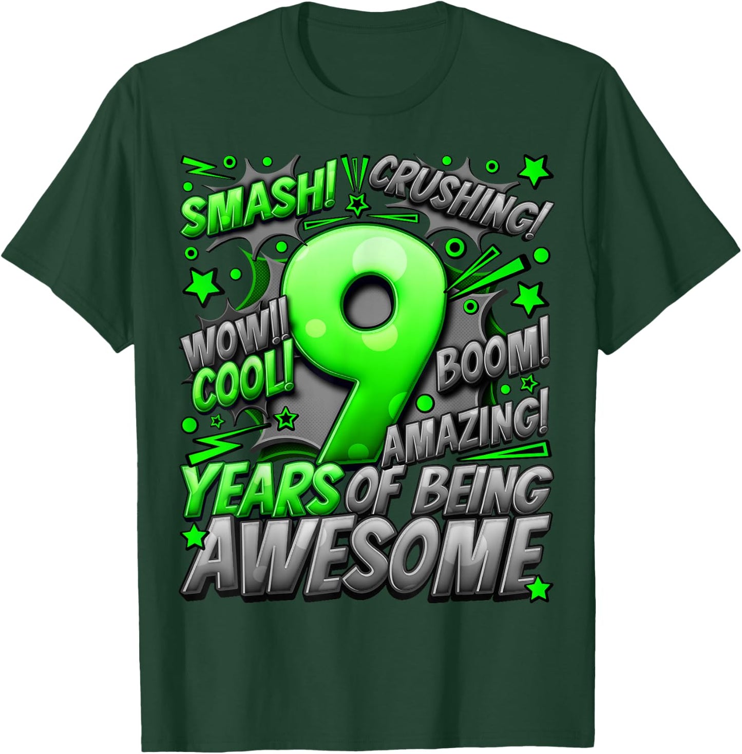 9th Birthday Comic Style Awesome Since 2014 9 Year Old Boy T-Shirt - T-Shirt | Forest