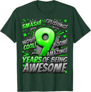 9th Birthday Comic Style Awesome Since 2014 9 Year Old Boy T-Shirt - T-Shirt | Forest