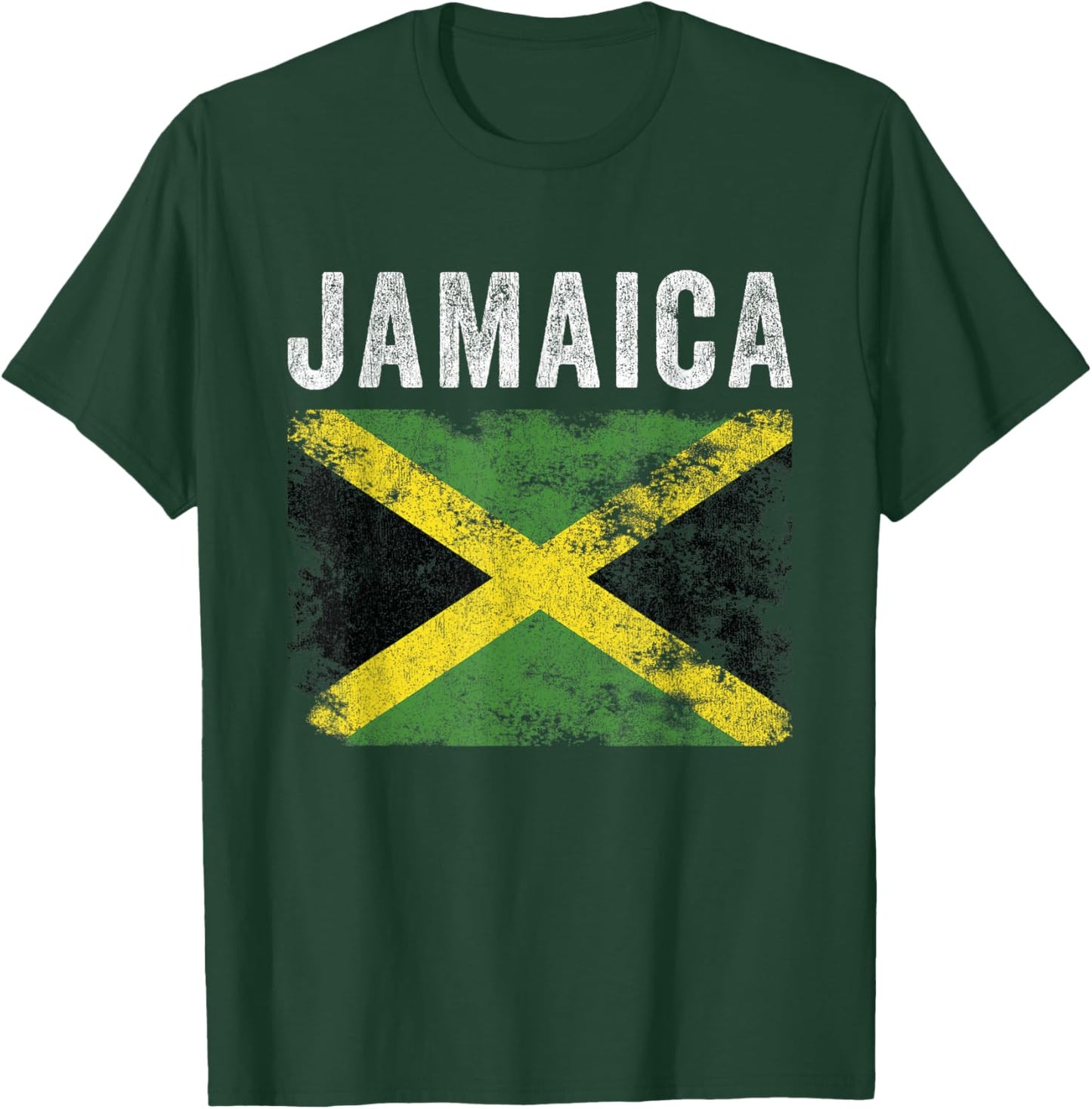 Jamaica Flag Distressed - Men Women Kids - Jamaican Flag T-Shirt - T-Shirt | Forest