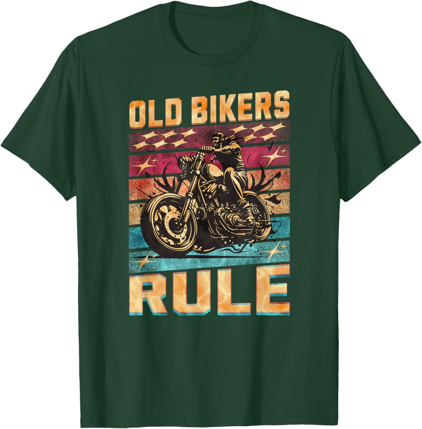 Old Bikers Rule Old Guys Motorcycle Biker T-Shirt - T-Shirt | Forest