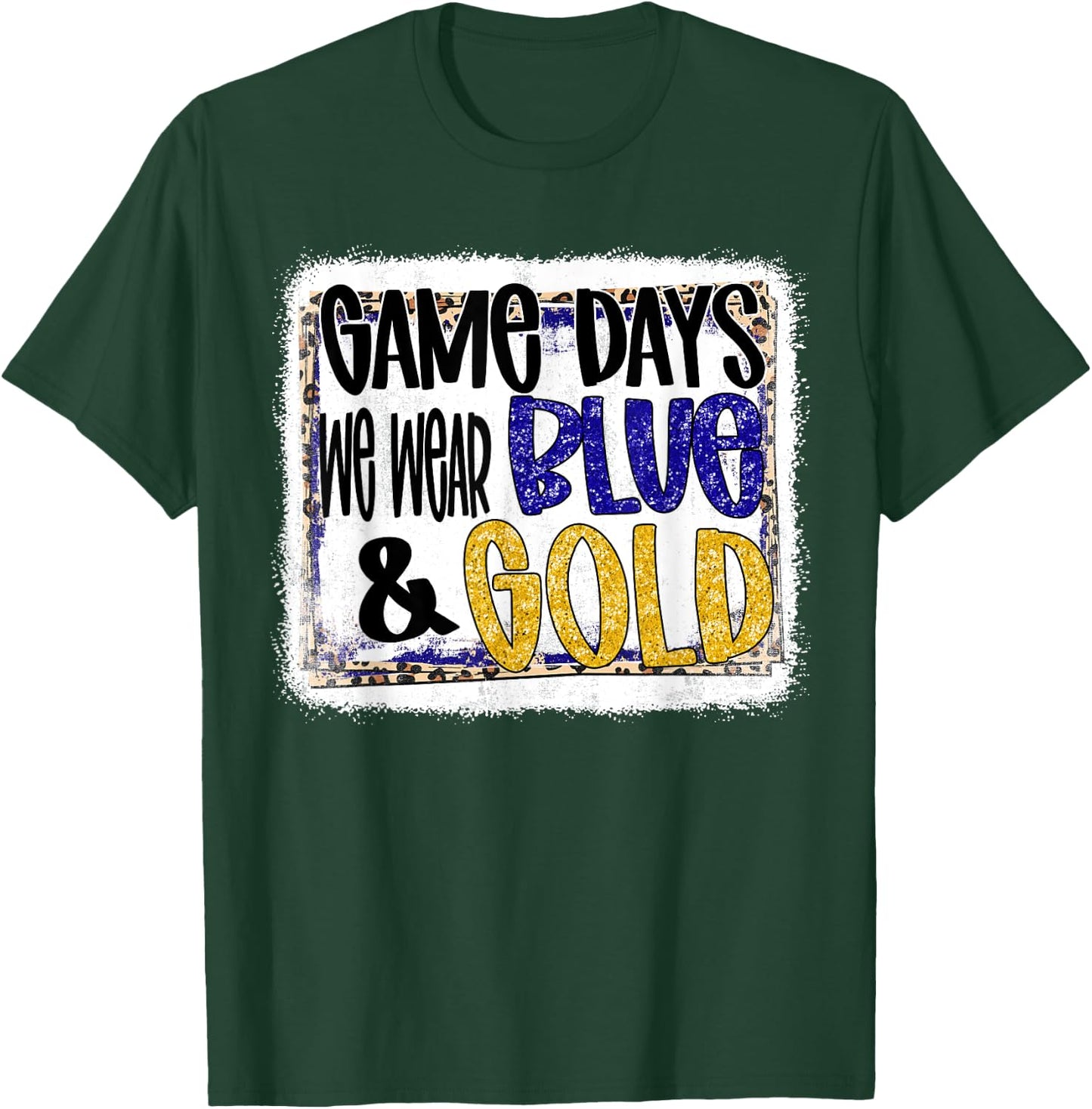 On Gameday Football We Wear Blue And Gold School Spirit T-Shirt - T-Shirt | Forest