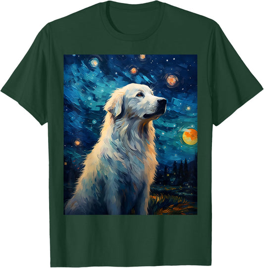 Surreal Starry Night Great Pyrenees Dog T-Shirt - T-Shirt | Forest