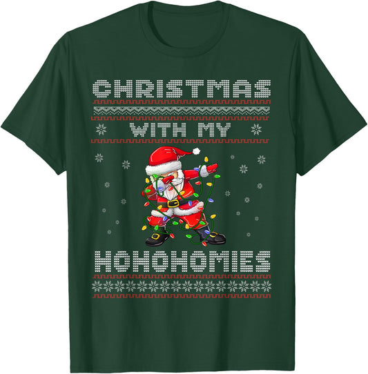 Funny Christmas With My Ho Ho Homies - Family Dabbing Santa T-Shirt - T-Shirt | Forest