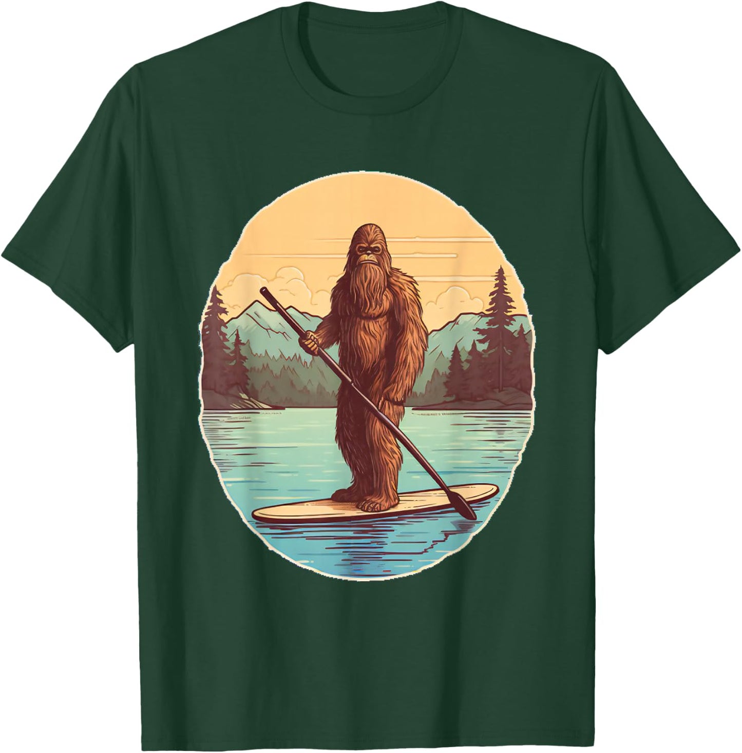 Funny Paddleboarding Bigfoot Paddleboard SUP Paddle Board T-Shirt - T-Shirt | Forest