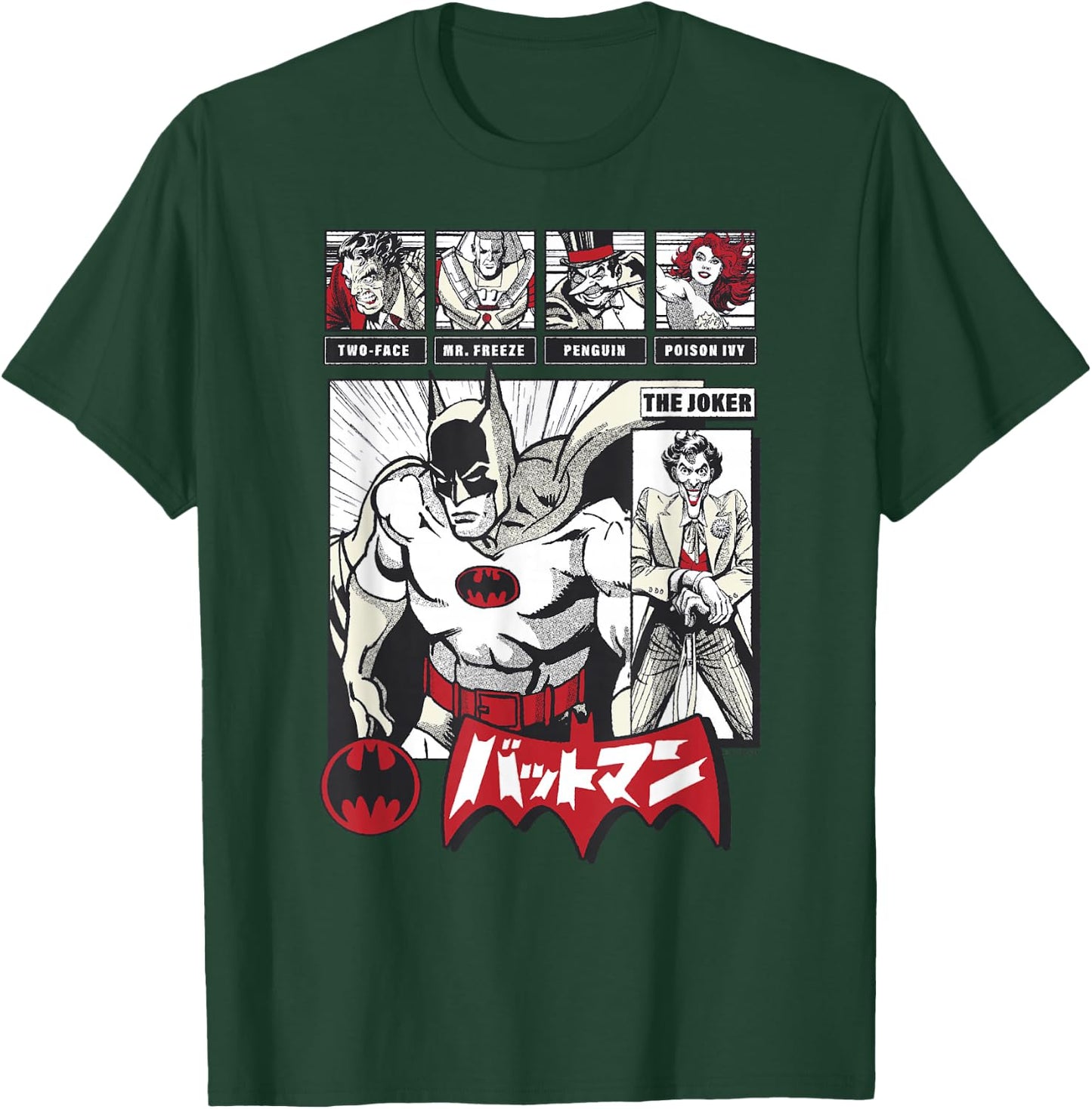 DC Comics Batman Group Shot Japanese Vintage Comic Panel T-Shirt - T-Shirt | Forest