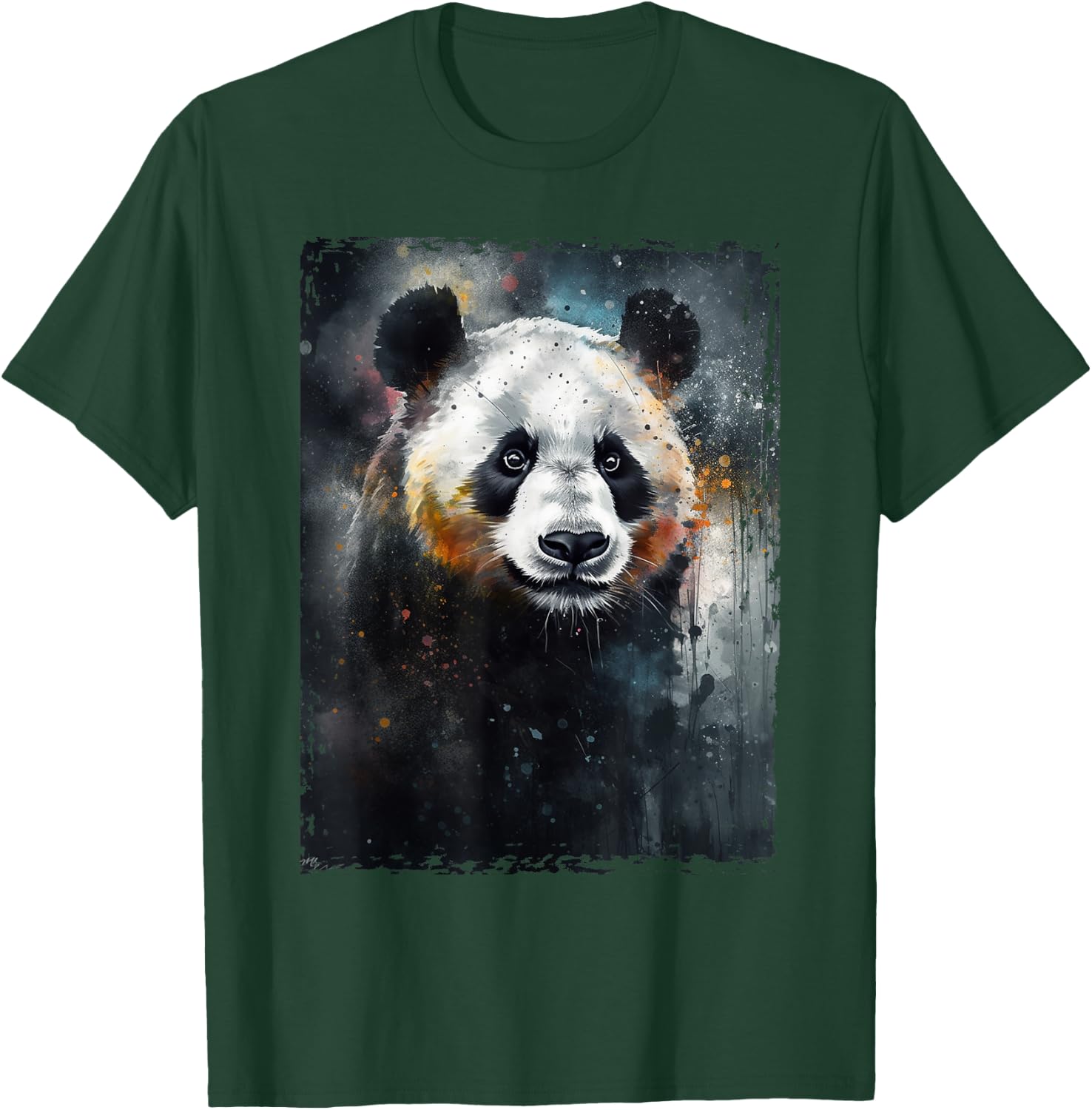 Colorful Beautiful Panda Watercolor Panda Lovers Oil Painting Boys Kids Funny T-Shirt - T-Shirt | Forest