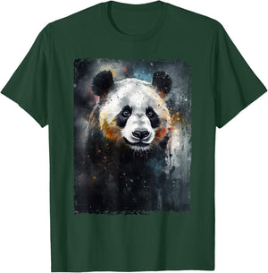 Colorful Beautiful Panda Watercolor Panda Lovers Oil Painting Boys Kids Funny T-Shirt - T-Shirt | Forest