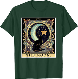 The Cresent Moon Tarot Card Vintage Black Cat Women's Men's T-Shirt - T-Shirt | Forest