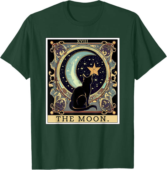 The Cresent Moon Tarot Card Vintage Black Cat Women's Men's T-Shirt - T-Shirt | Forest