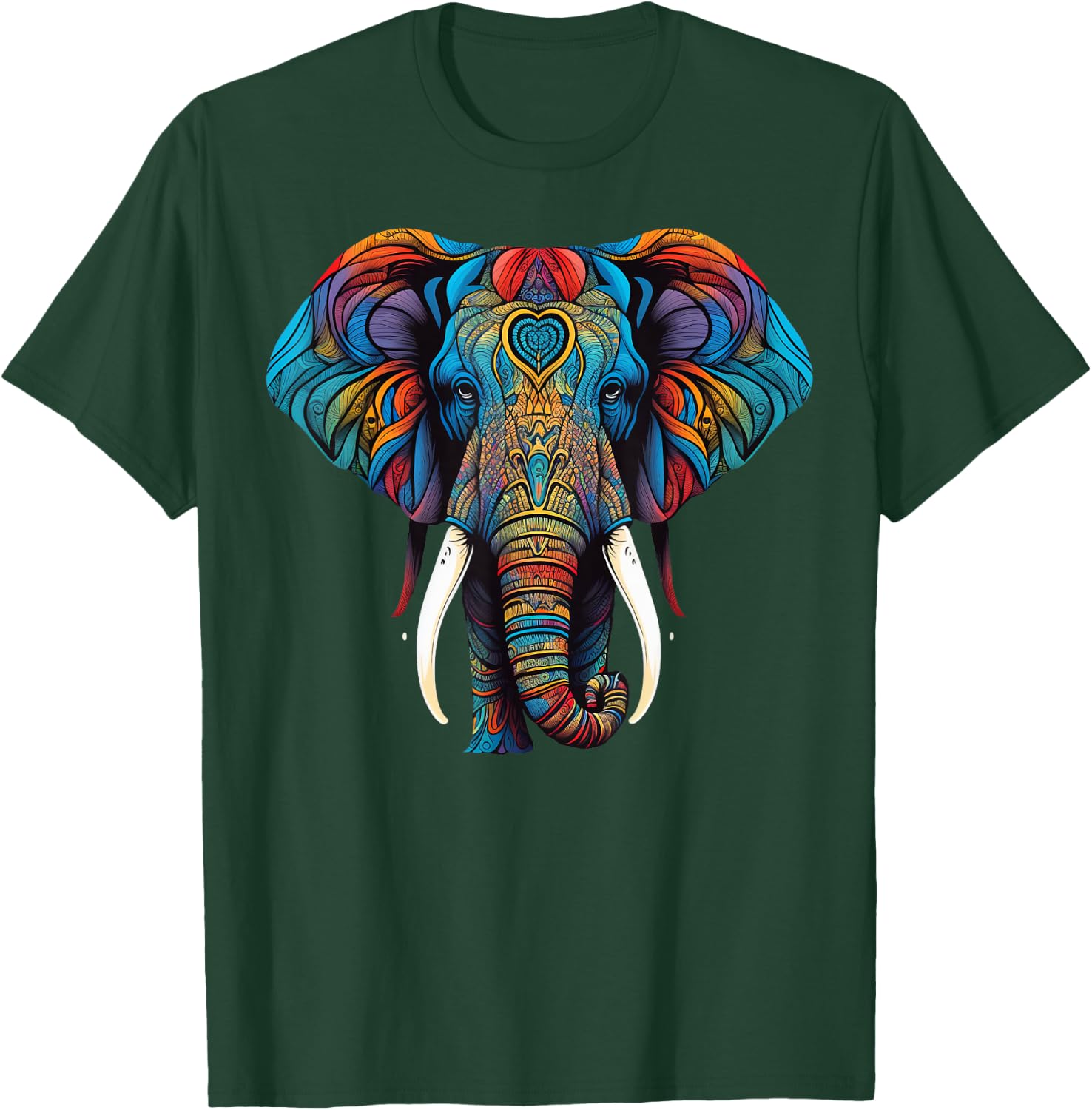 Geometry Elephant Mandala Art T-Shirt - T-Shirt | Forest