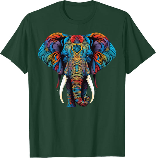 Geometry Elephant Mandala Art T-Shirt - T-Shirt | Forest