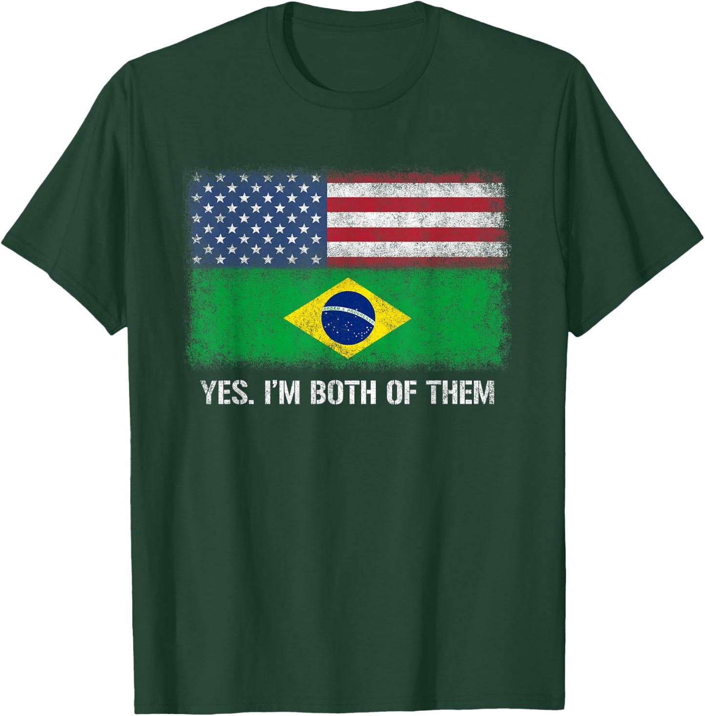 Usa Brazil Brazilian American Flag Dual Citizen Citizenship Kids Men T-Shirt - T-Shirt | Forest