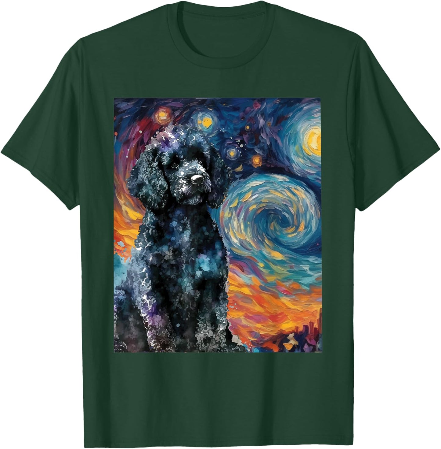 Black Poodle Starry Night - Dog Lover Puppy Pet Owner Men Women Kids T-Shirt - T-Shirt | Forest