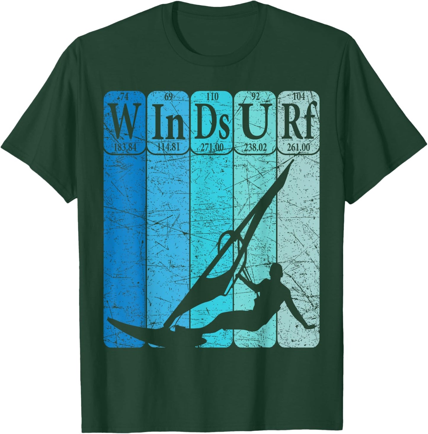 Windsurf Periodic Table Elements Windsurfing Retro T-Shirt - T-Shirt | Forest