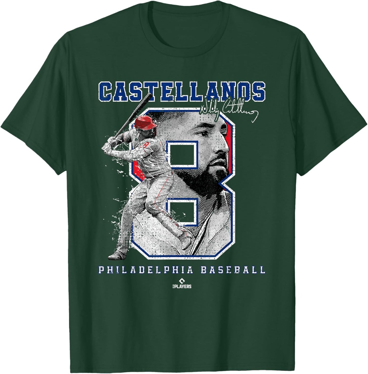 Number and Portrait Nick Castellanos Philadelphia MLBPA T-Shirt - T-Shirt | Forest