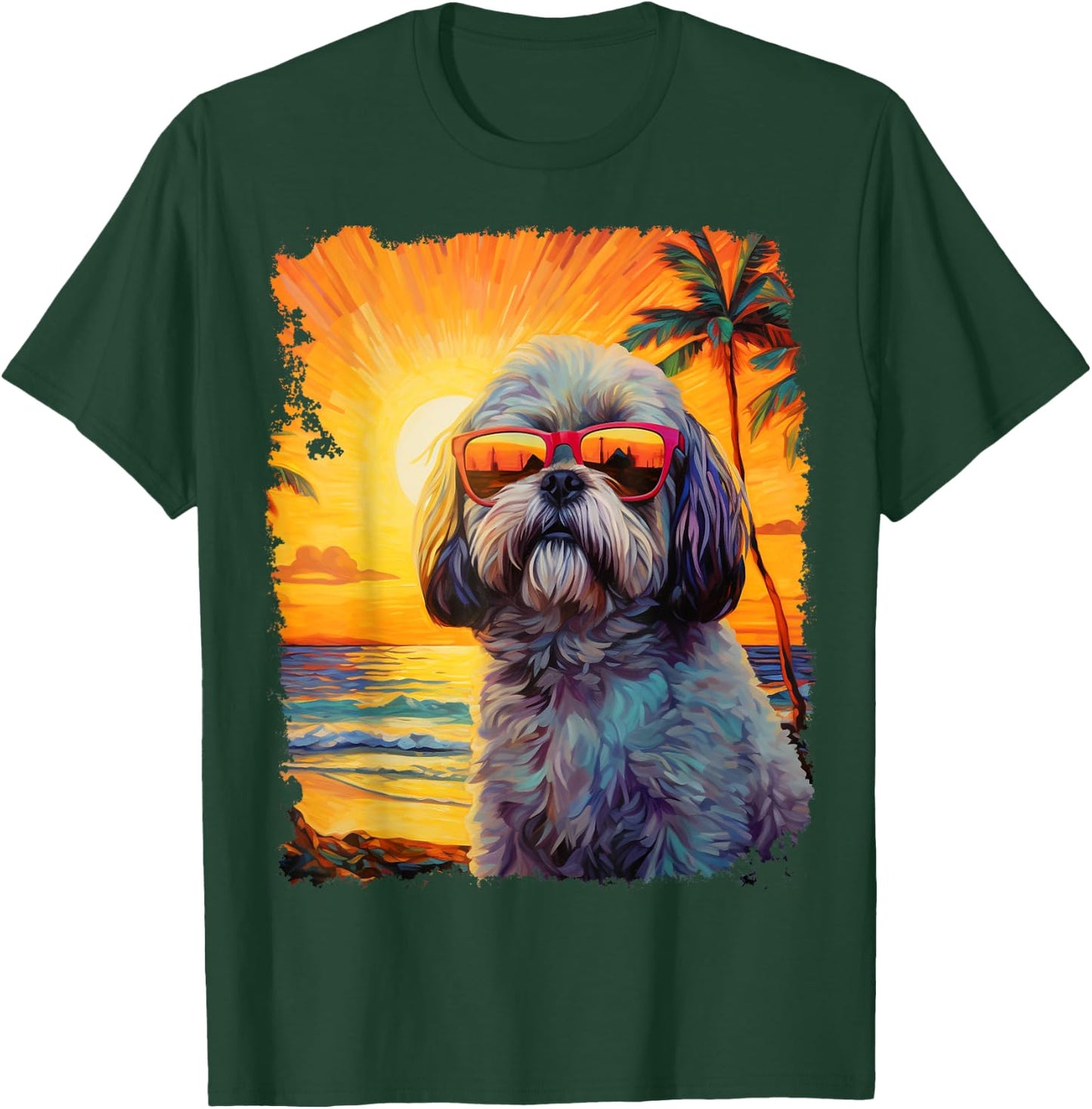 Dog Hawaiian Shih Tzu T-Shirt - T-Shirt | Forest