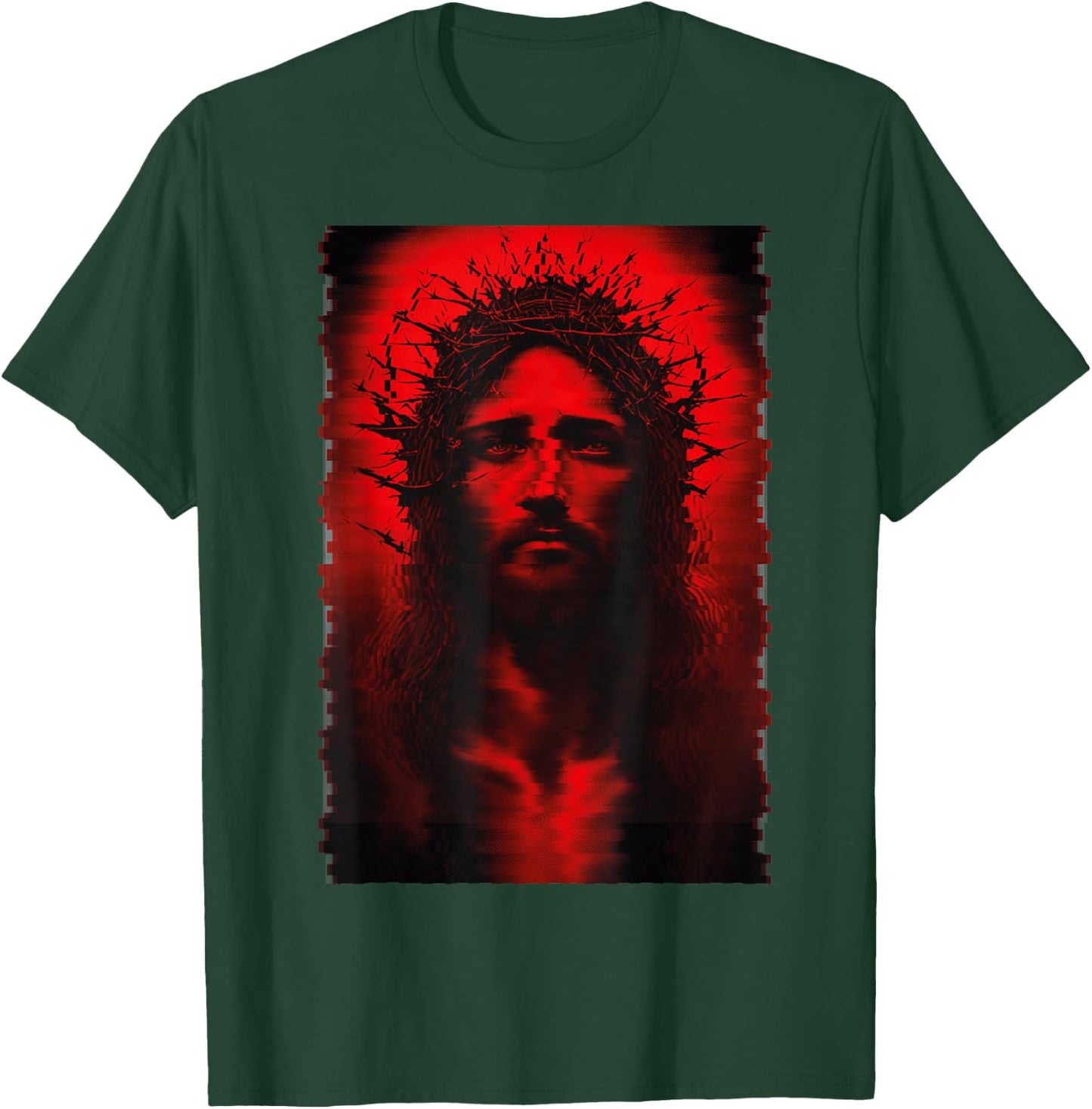 Goth Aesthetic Grunge Occult Emo Satanic Jesus Glitch T-Shirt - T-Shirt | Forest