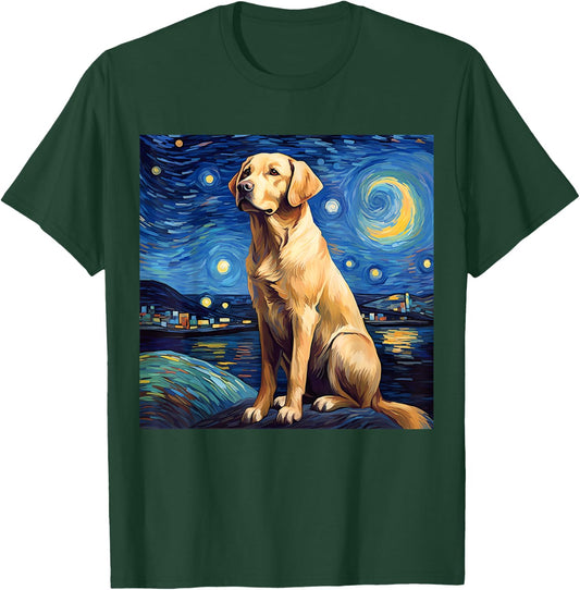 Surreal Starry Night Labrador Retriever Dog T-Shirt - T-Shirt | Forest