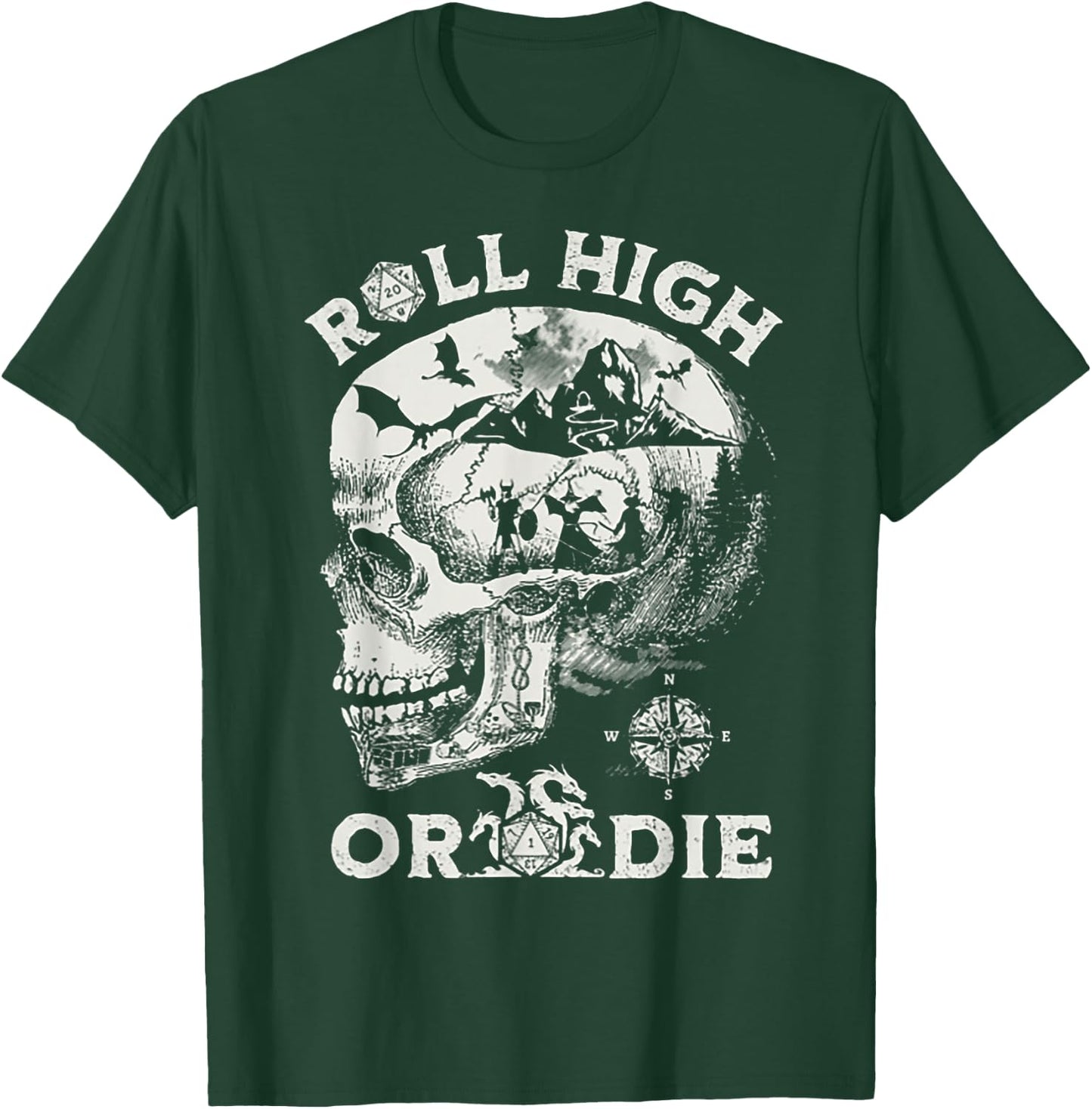 Roll High Or Die Skull T-Shirt - T-Shirt | Forest