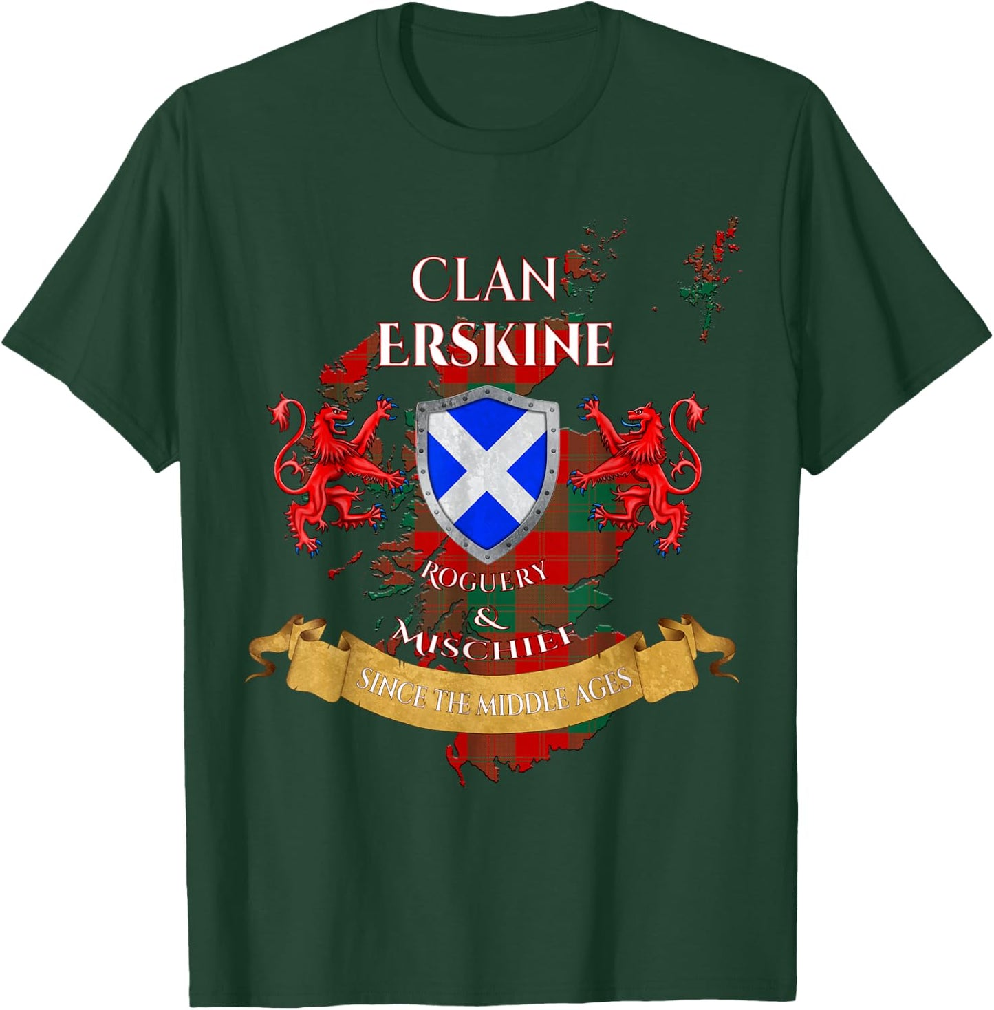 Erskine Scottish Family Clan Middle Ages Mischief T-Shirt - T-Shirt | Forest