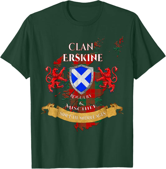 Erskine Scottish Family Clan Middle Ages Mischief T-Shirt - T-Shirt | Forest