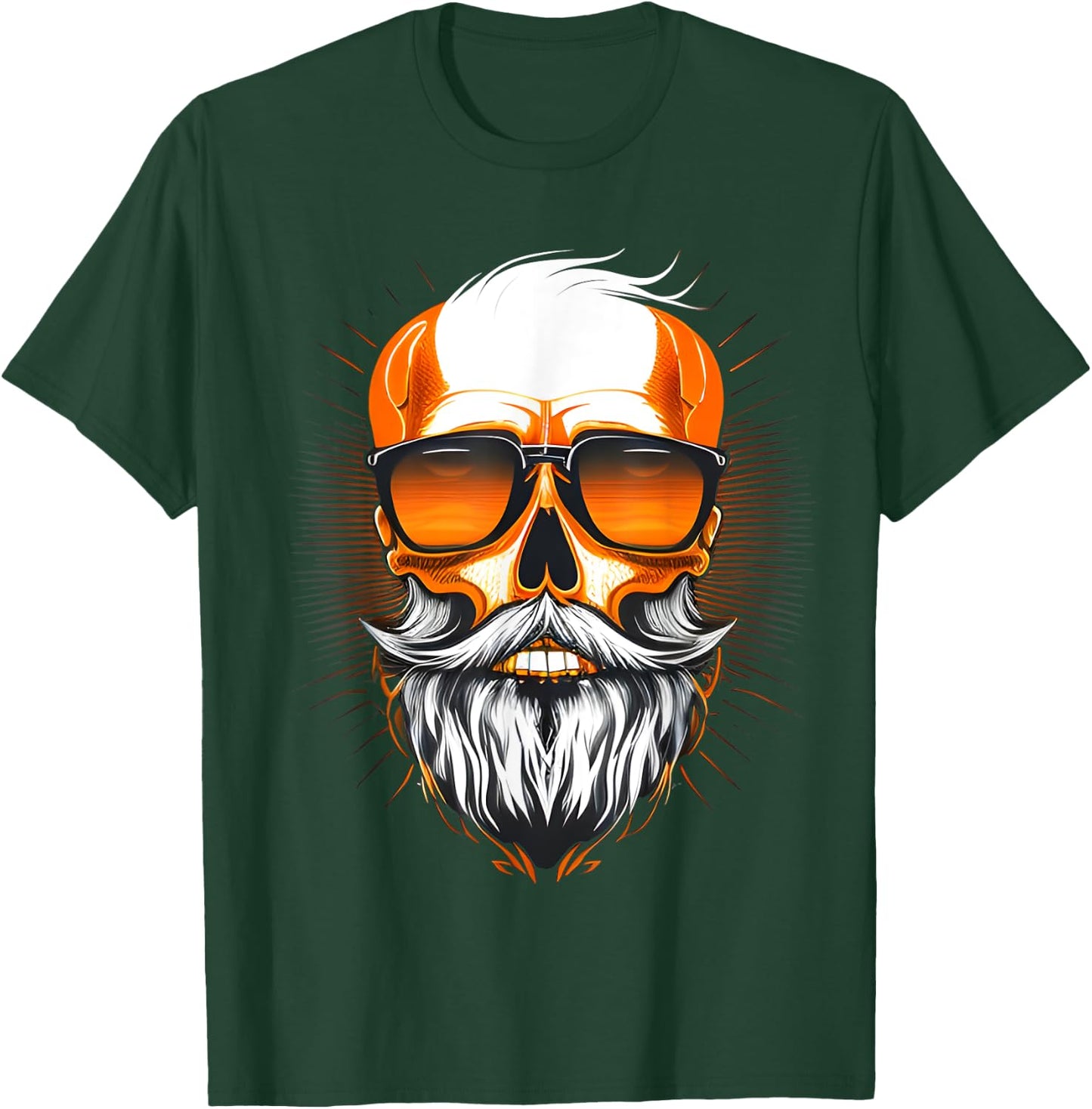 Vintage Rebel: Cool Old Man Skull with Beard Men Women T-Shirt - T-Shirt | Forest