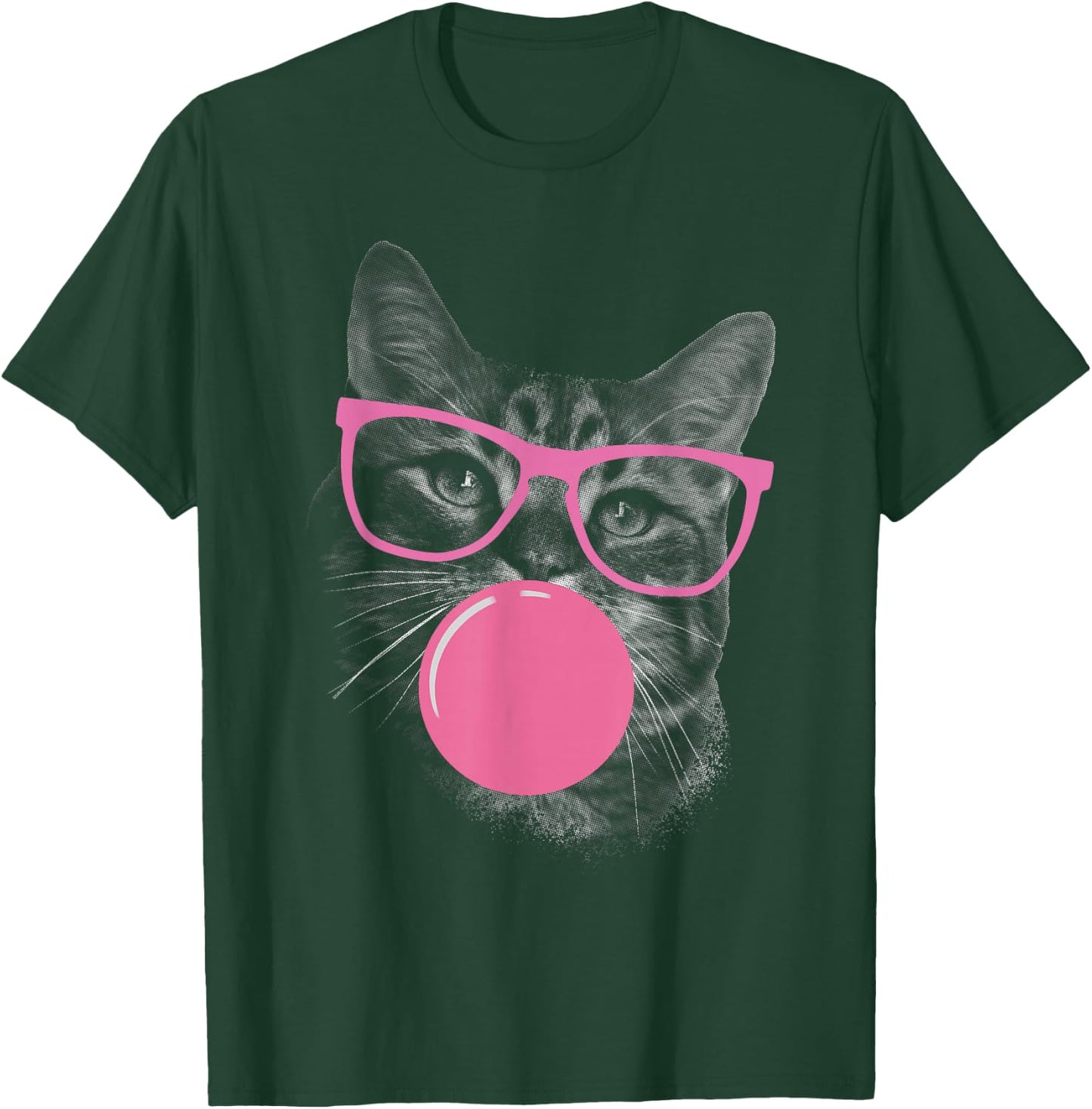 Cute Cat Face Eating Gum and Makes A Bubble Funny Cat Women T-Shirt - T-Shirt | Forest