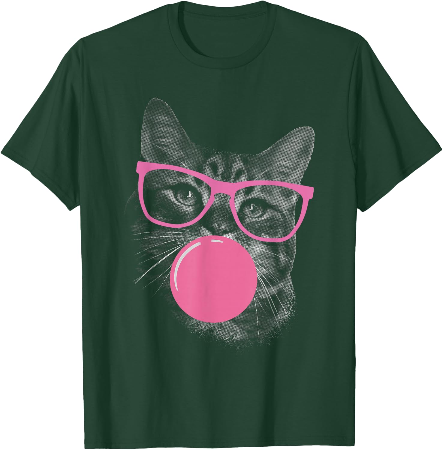 Cute Cat Face Eating Gum and Makes A Bubble Funny Cat Women T-Shirt - T-Shirt | Forest