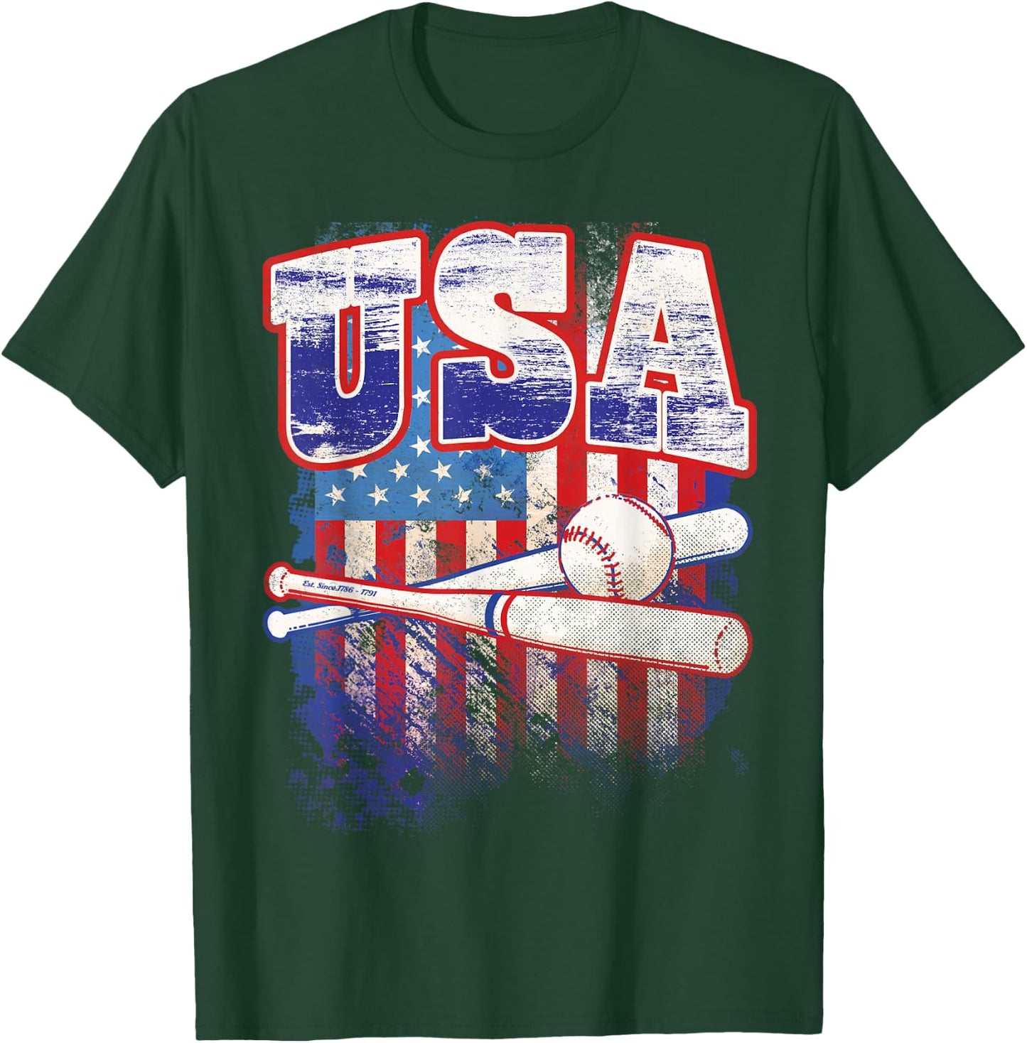 Baseball Shirt American Sport Fan USA Flag 2026 T-Shirt - T-Shirt | Forest