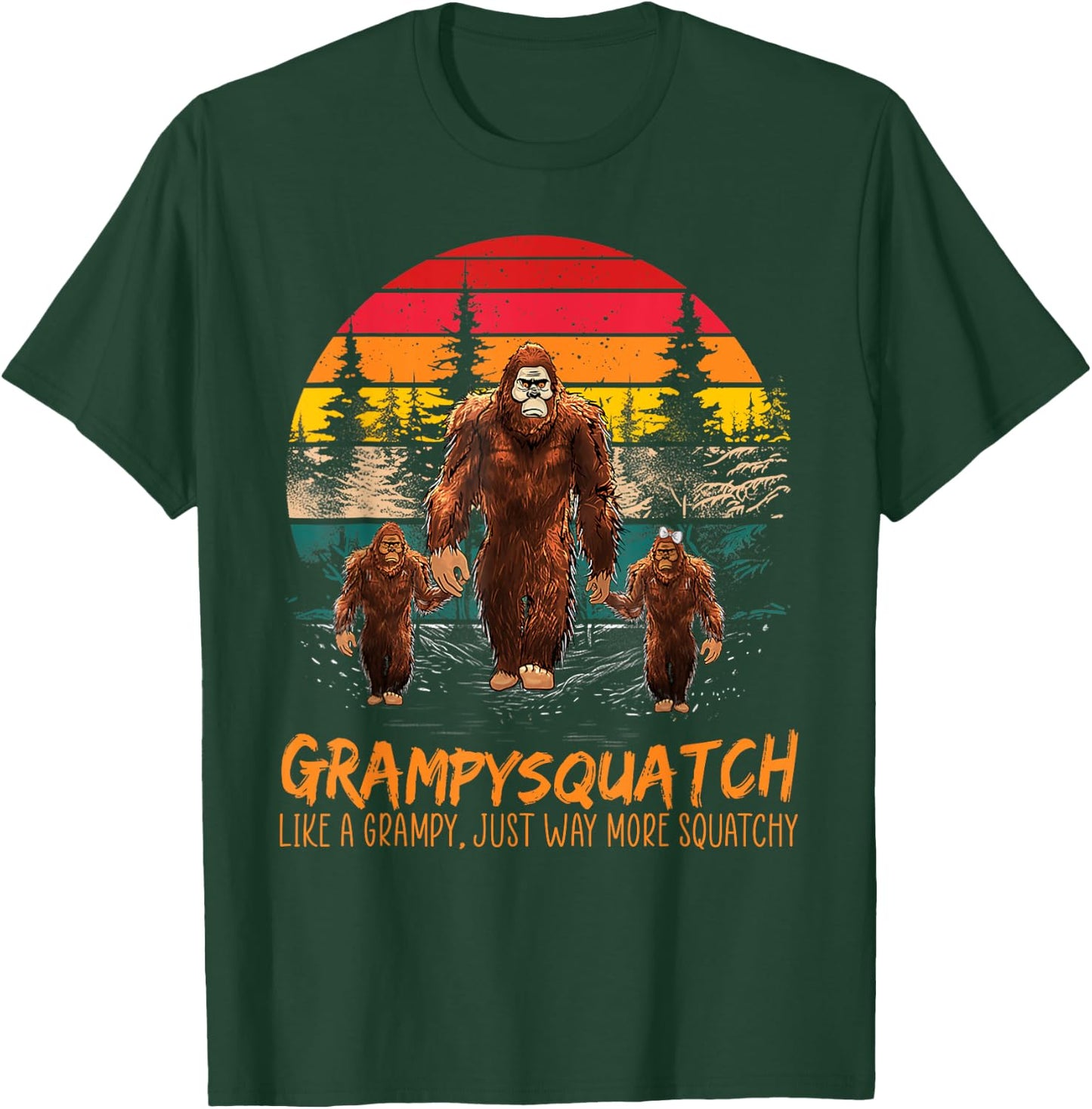 Grampy Squatch Like A Grandpa Just Way More Squatchy Retro T-Shirt - T-Shirt | Forest