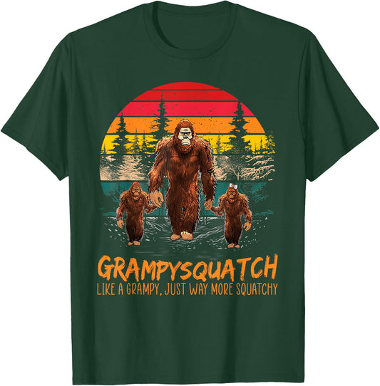Grampy Squatch Like A Grandpa Just Way More Squatchy Retro T-Shirt - T-Shirt | Forest