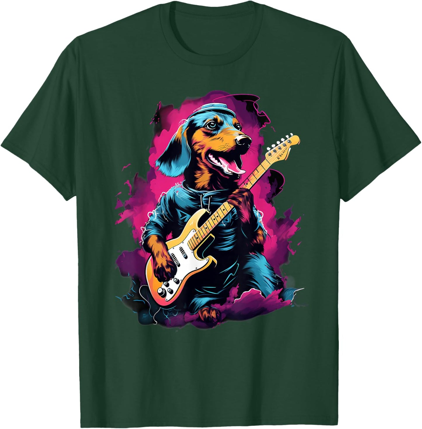 Punk Rock Guitar Dachshund Dog Guitarist T-Shirt - T-Shirt | Forest