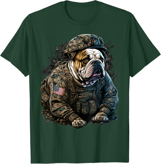 Soldier Bulldog Army Military Bulldog T-Shirt - T-Shirt | Forest