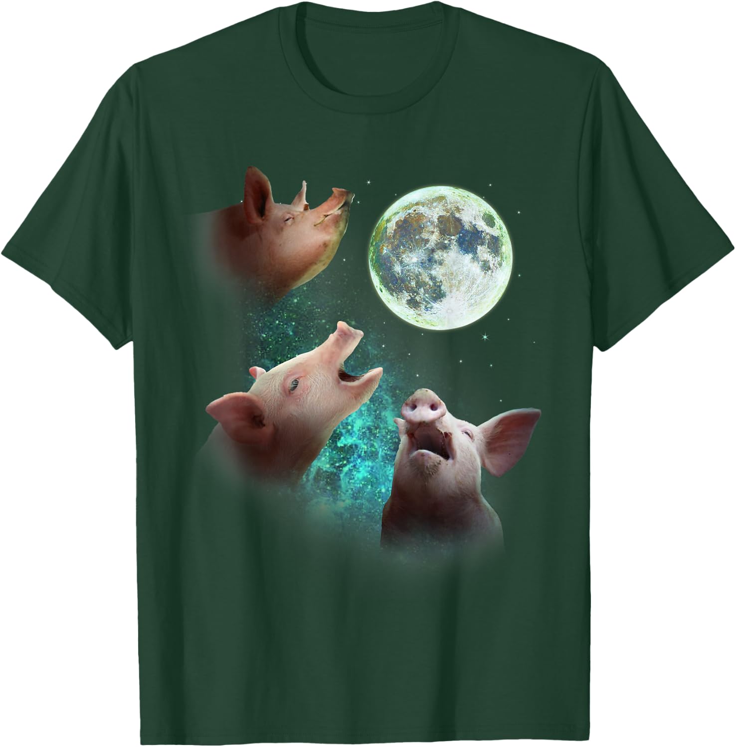 Three Farm Pigs Howl At Moon 3 Wolfs Wolves Funny Parody T-Shirt - T-Shirt | Forest