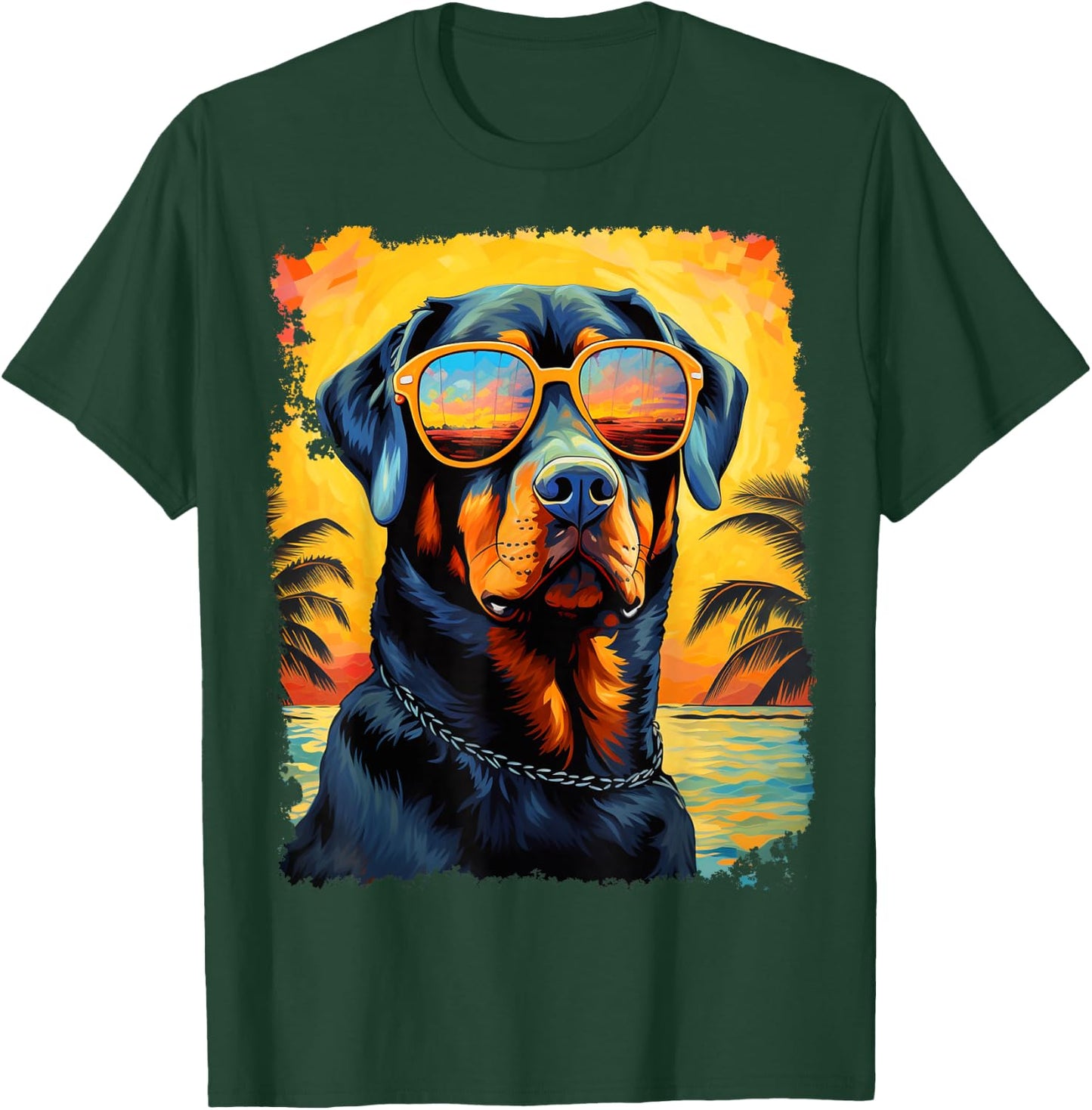 Dog Hawaiian Rottweiler Women Girls Kids T-Shirt - T-Shirt | Forest