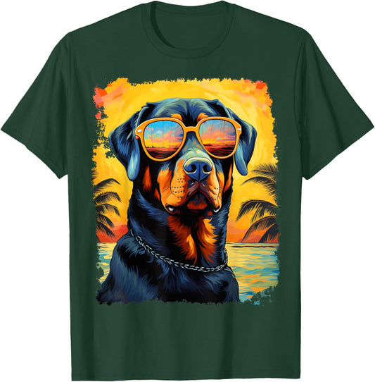 Dog Hawaiian Rottweiler Women Girls Kids T-Shirt - T-Shirt | Forest
