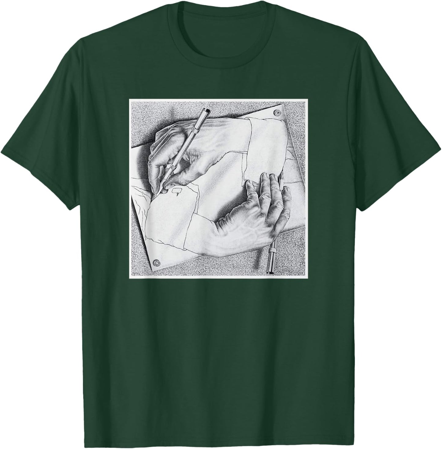 Drawing Hands Illusion Artwork T-Shirt - T-Shirt | Forest