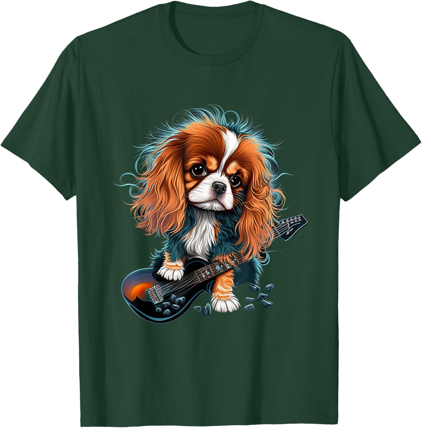 Funny Cavalier King Charles Spaniel Cute Ronk Roll Rocker Women Girls Kids T-Shirt - T-Shirt | Forest